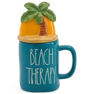 . Rae Dunn Beach Therapy Tropical Palm Tree Coffee Cup/Mug & Topper
